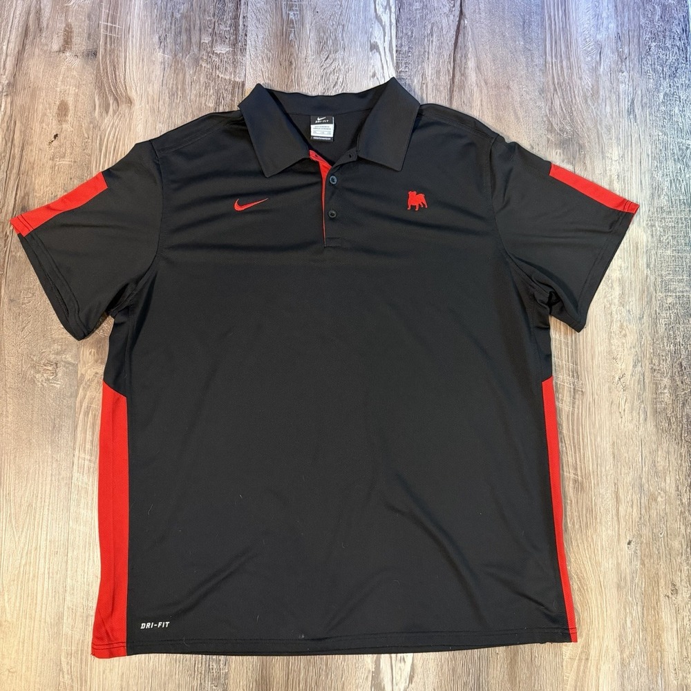 Georgia Bulldogs Nike Dri-FIT Polo Shirt Black Embroidered Mens XXL Mesh